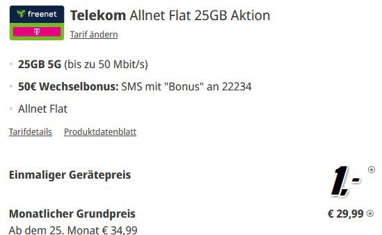 🧨 Samsung Galaxy A55 (256 GB) für 1€ + Telekom 25GB 5G für 29,99€ mtl + 50€ Bonus