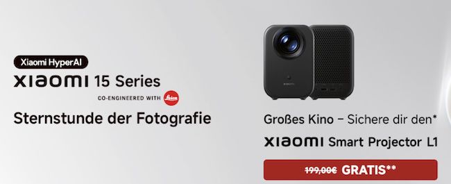 Early Bird Knaller 🧨🔥 Xiaomi 15 + Beamer + Vodafone 35GB für 34,99€ mtl. + 200€ Bonus