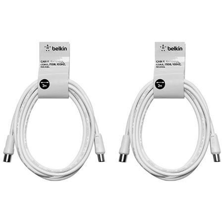 📺 2 x 2m Belkin Koaxial Antennenkabel, 75dB, 100Hz für 9,99€ (statt 14€)