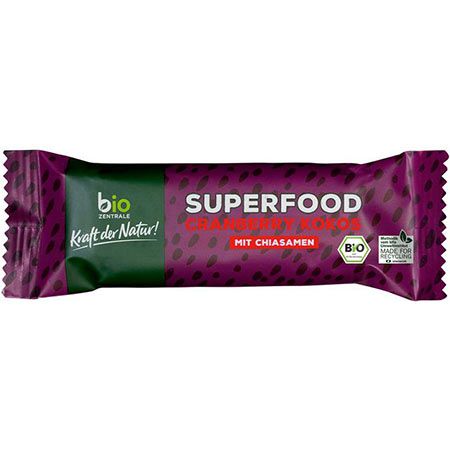 🍫 12er Pack biozentrale Riegel Superfood Cranberry Kokos ab 14,84€ (statt 20€)