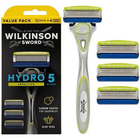 🪒 Wilkinson Sword Hydro 5 Sensitive Rasierer + 4 Klingen ab 8,49€ (statt 17€)