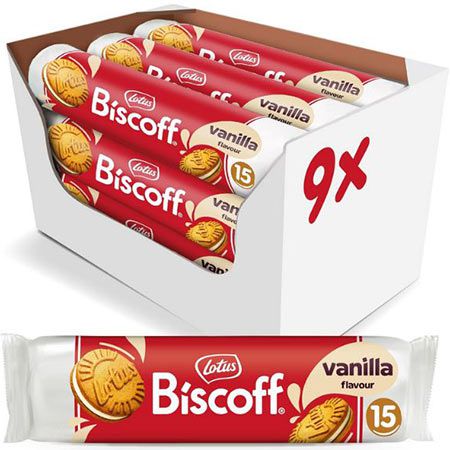 🍪 9 x 15er Pack Lotus Biscoff Sandwich Doppelkekse Vanille ab 12,15€ (statt 16€)