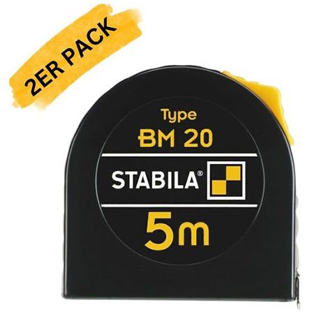 📏 2er Pack Stabila BM20 Taschenbandmaß mit 5m für 9,99€ (statt 24€)