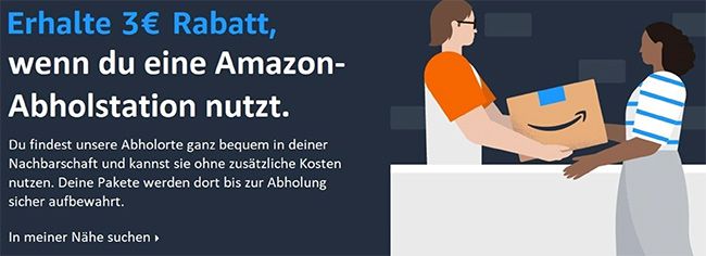 Amazon: 3€ Rabatt ab 15€ bei Lieferung an Abholstation   ausgewählte Kunden