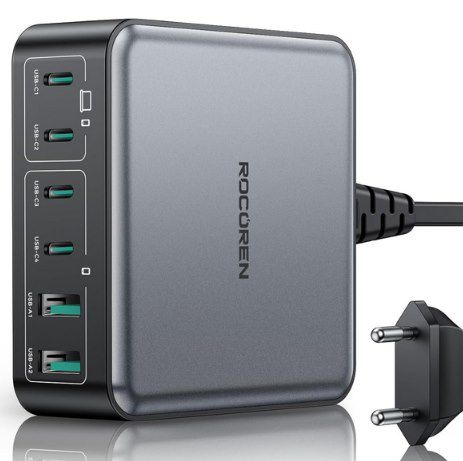 Rocoren 270W USB C 6-Port GAN PD 100W QC4.0 Ladegerät für 24,94€ (statt 50€)