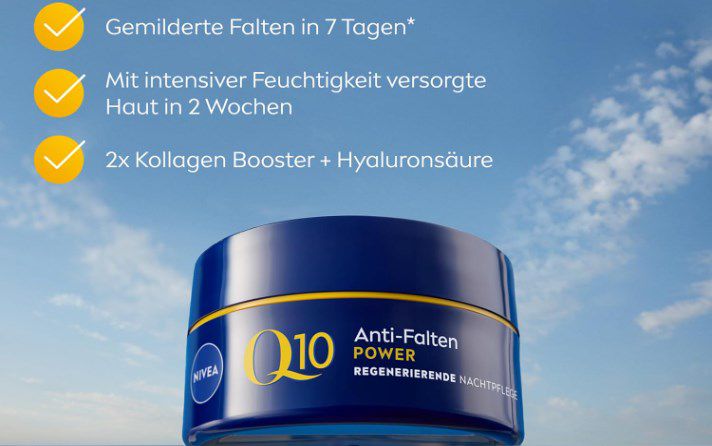 NIVEA 50ml Q10 Anti Falten POWER Regenerierende Nachtpflege für 8,18€ (statt 14€)