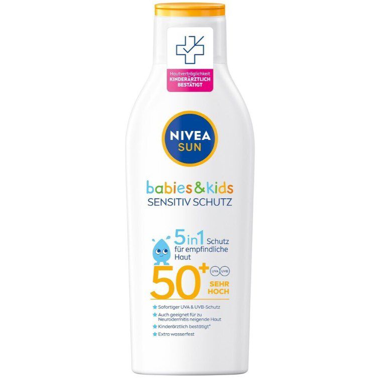 NIVEA SUN Babies & Kids Sensitiv Schutz Sonnenmilch LSF 50+ für 6,56€ (statt 15€)