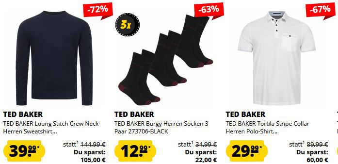 👕👟 Ted Baker London Sale ab 12,99€ + 5€ Gutschein   z.B. Schuhe ab 59,99€ (statt 74€)