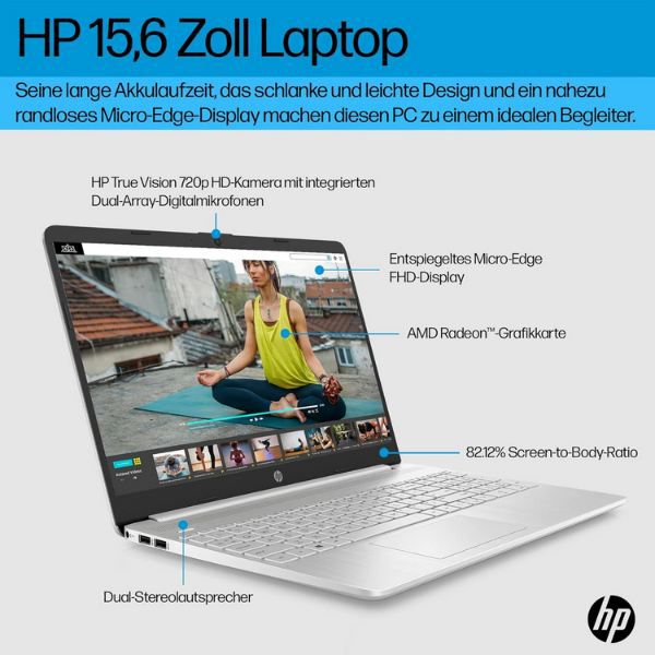 💻 HP (6Z9D4EA) 15,6 FHD Laptop mit Ryzen 5 5500U für 449€ (statt 599€)