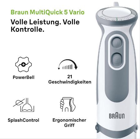 🥤 Braun MQ 5200WH MultiQuick 5 Vario Stabmixer für 34,75€ (statt 40€)