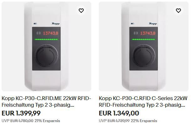 😲 1.000€ Rabatt auf Kopp Wallboxen   z.B. KC P30 C.RFID.ME für 399,99€