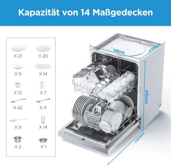 Midea MDWEU1435XSS W Unterbau Geschirrspüler mit WiFi, 60cm für 339,15€ (statt 399€)