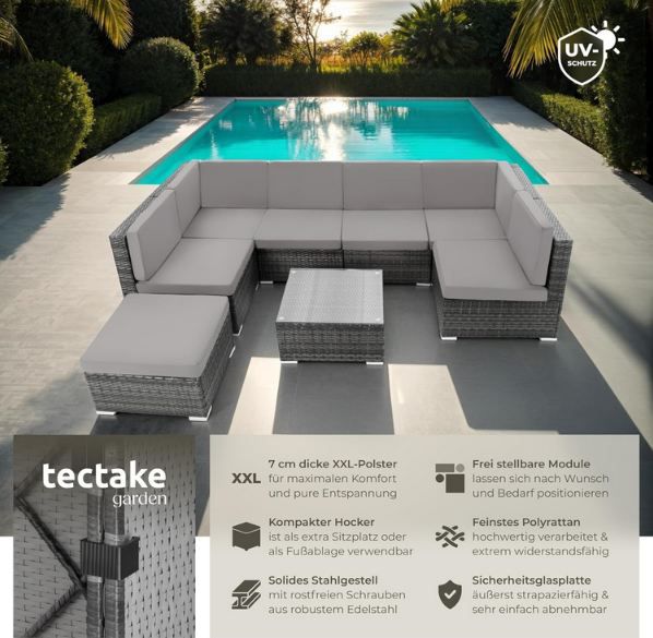 tectake Venedig XXL Polyrattan Lounge inkl. Sitzkissen für 411,11€ (statt 530€)