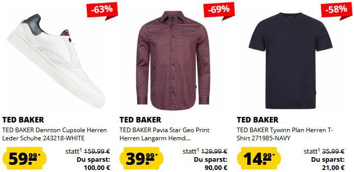 👕👟 Ted Baker London Sale ab 12,99€ + 5€ Gutschein   z.B. Schuhe ab 59,99€ (statt 74€)