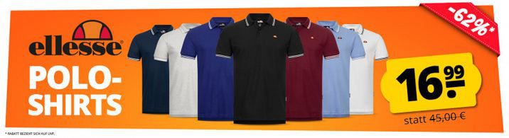 👕 ellesse Dioran Twin Tipped Polo Shirts in 8 Farben ab je 16,99€ + 5€ Gutschein ab 4 Stk.