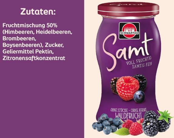 🫐 Schwartau Samt Waldfrucht Fruchtaufstrich, 270g ab 1,39€ (statt 3€)