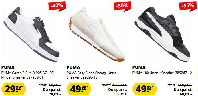 👟 SportSpar: Puma Sneaker Drop ab 29,99€ + 5€ Gutschein