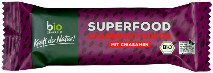 🍫 12er Pack biozentrale Riegel Superfood Cranberry Kokos ab 14,84€ (statt 20€)