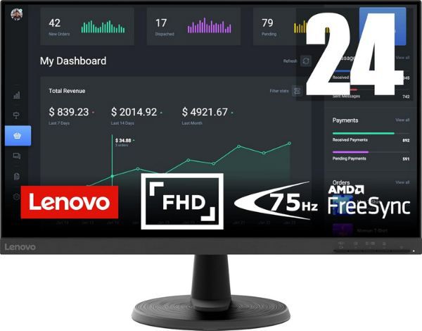 🖥️ Lenovo D24 45   23,8 FHD Monitor mit 75Hz, 4ms für 70,99€ (statt 94€)