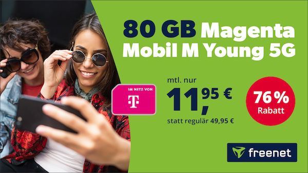 KNALLER 🔥 Telekom Magenta Mobil Young mit 80GB 5G/LTE für 11,95€ mtl. oder 160GB für 14,95€ mtl.