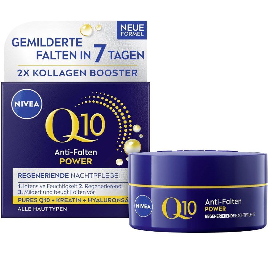 NIVEA 50ml Q10 Anti-Falten POWER Regenerierende Nachtpflege für 8,18€ (statt 14€)