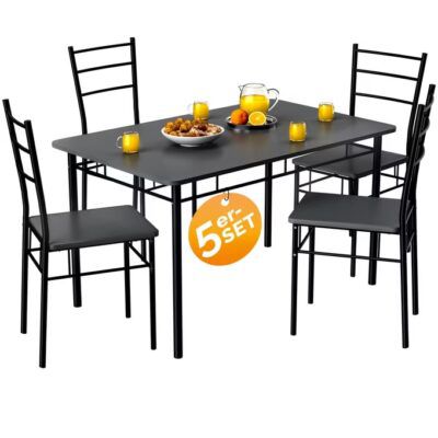 Sitzgruppe Leo in Anthrazit, 1 Tisch + 4 Stühle für 84,95€ (statt 106€)