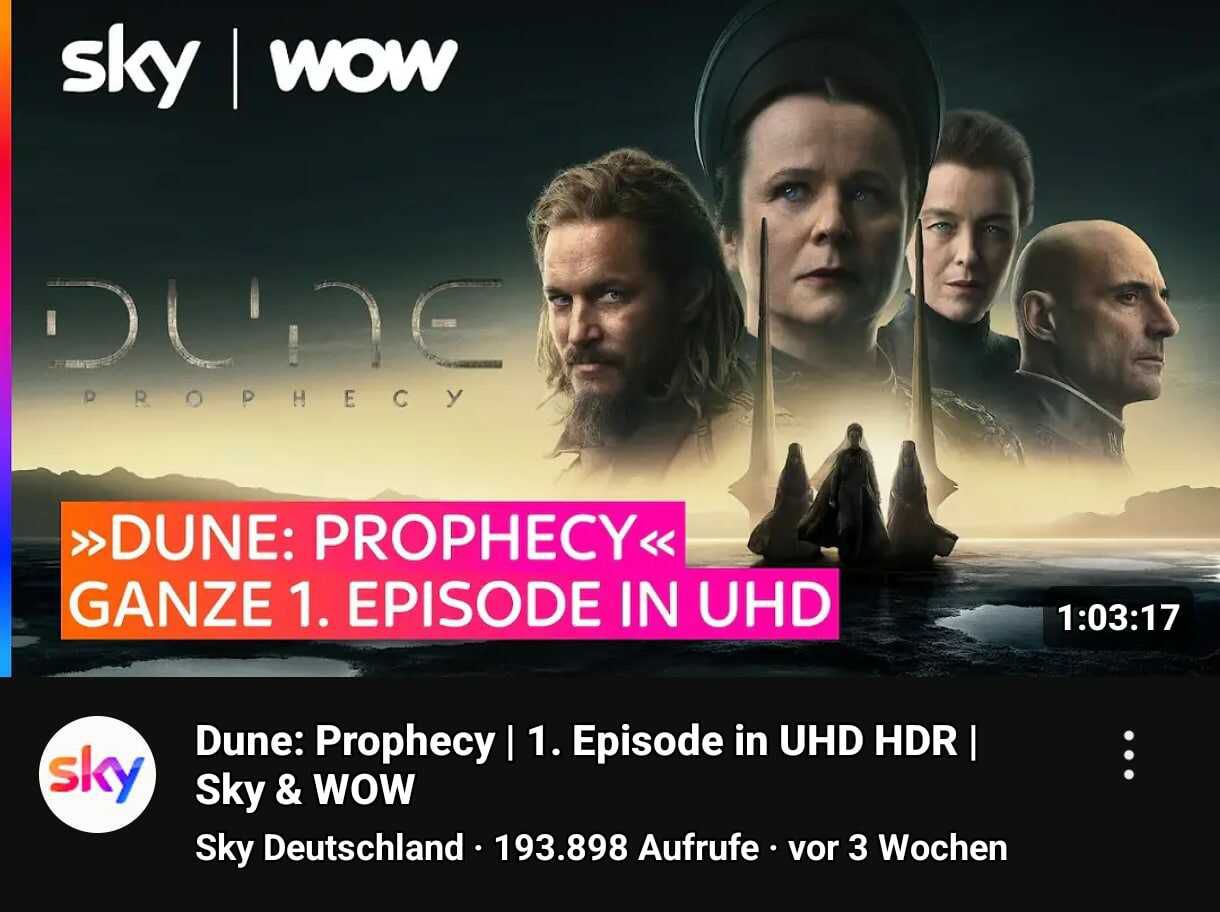 Dune: Prophecy | Ganze 1. Episode (von 6) der 1. Staffel GRATIS streamen YouTube SKY Kanal