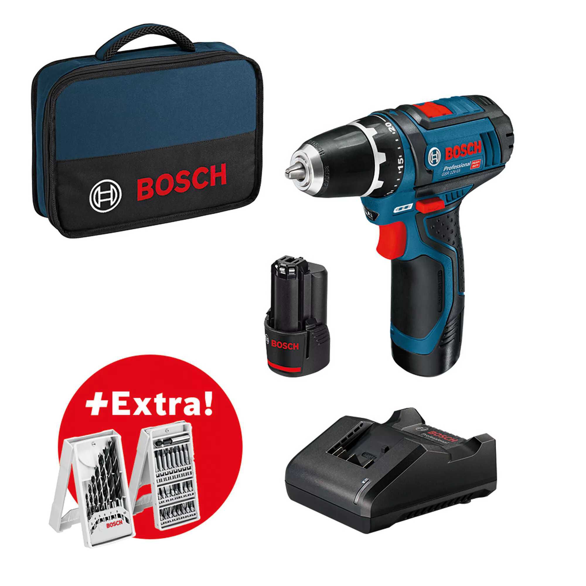 Akku Bohrschrauber GSR 12V 15 Professional 2 x 2,0 Ah Akku in Tasche 99€  statt  128€