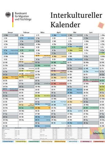 Interkultureller Kalender / Jahresplaner 2025