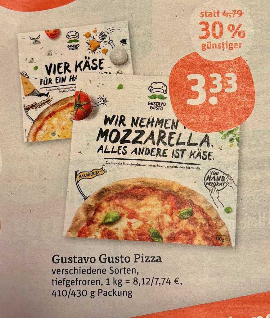 [tegut] Gustavo Gusto Pizza, 410   430 g, verschiedene Sorten nur 3,33 Euro   ab 27.02.25