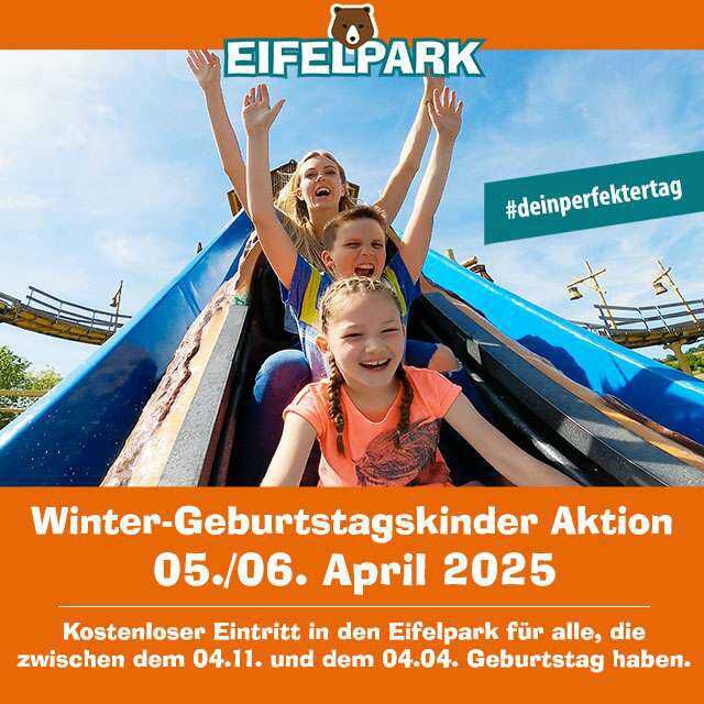 Freier Eintritt in den Eifelpark Gondorf für Winter Geburtstagskinder am 05. oder 06.04.2025 KOSTENLOS statt 37,50€