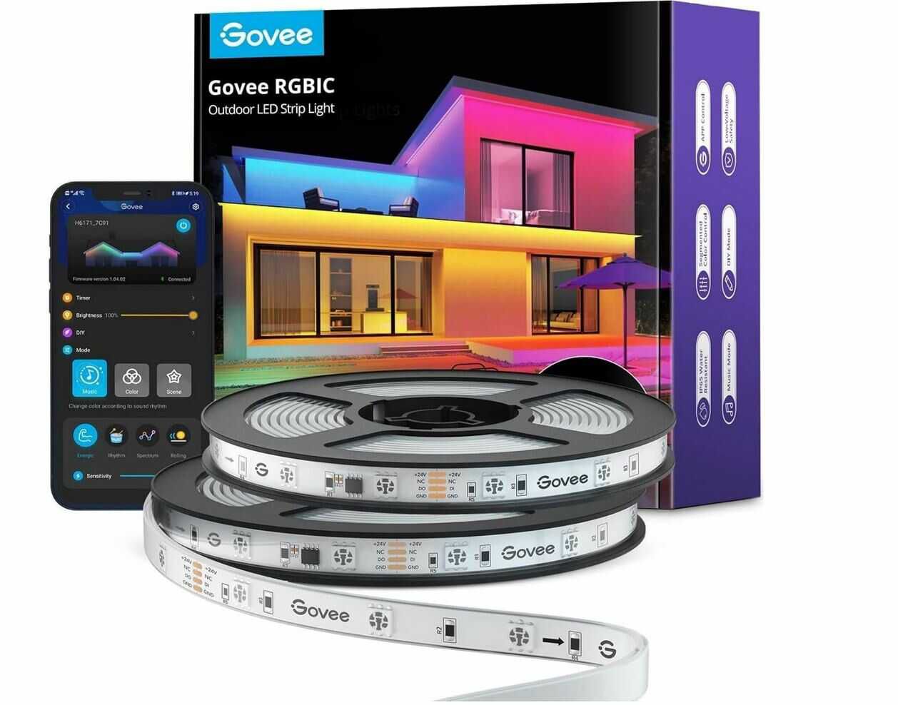 Govee Outdoor LED Strip 20m, IP65 Wasserdicht   54,99€ statt 109,90€