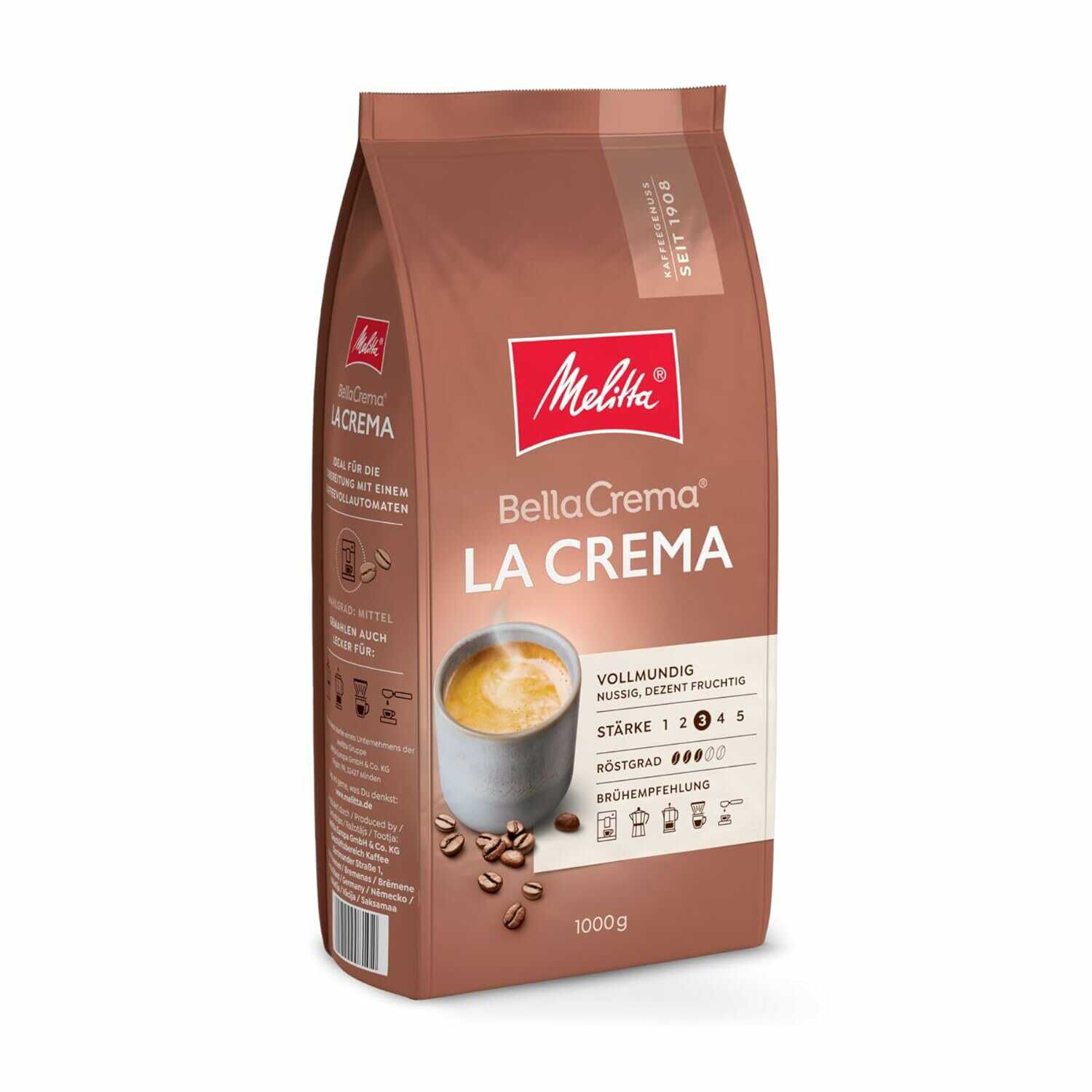 Melitta  BellaCrema La Crema, Ganze Kaffeebohnen, 1kg 9,59€ statt  15,99€