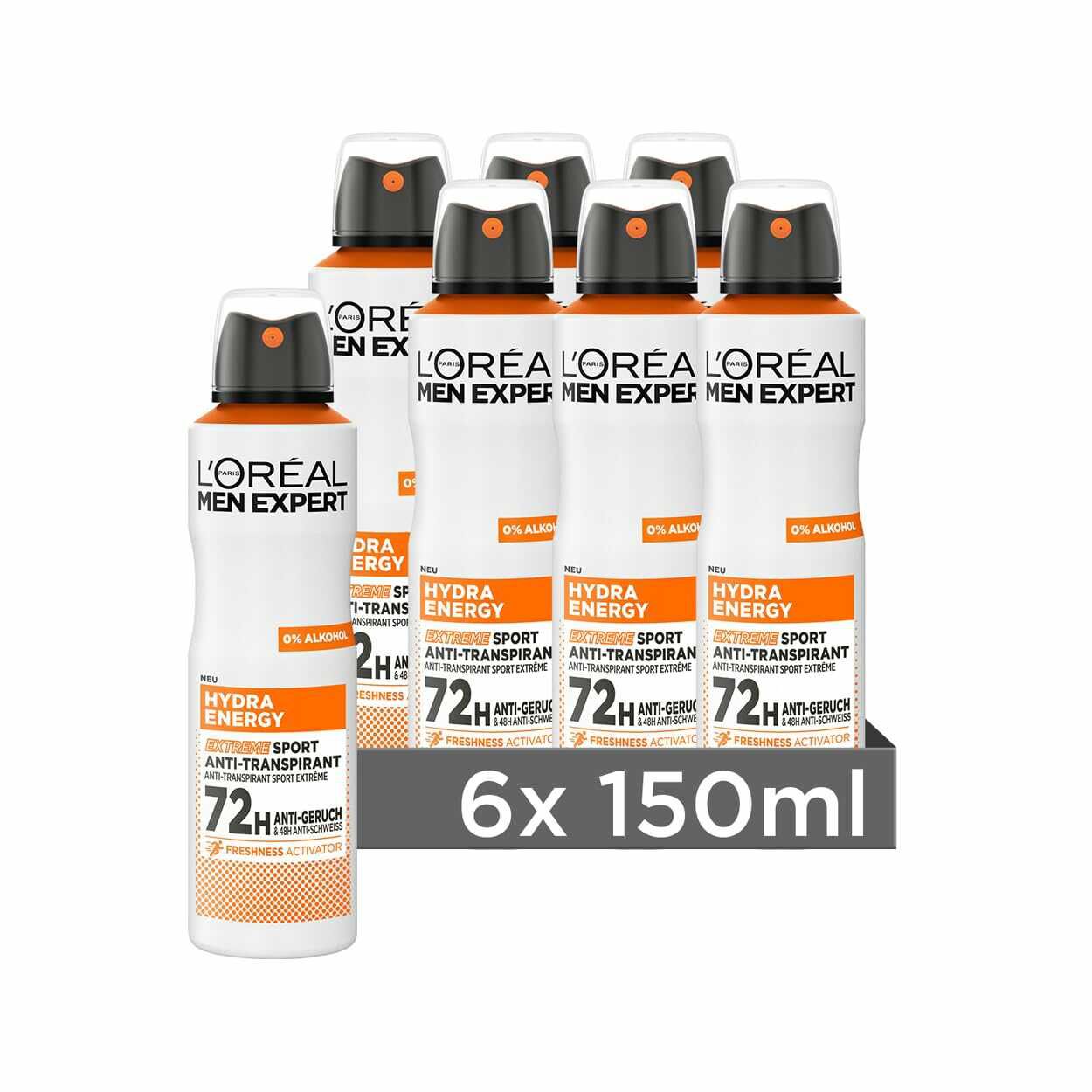 6x 150ml LOréal Men Expert 72H Deospray für Männer 11,68€ statt  18€