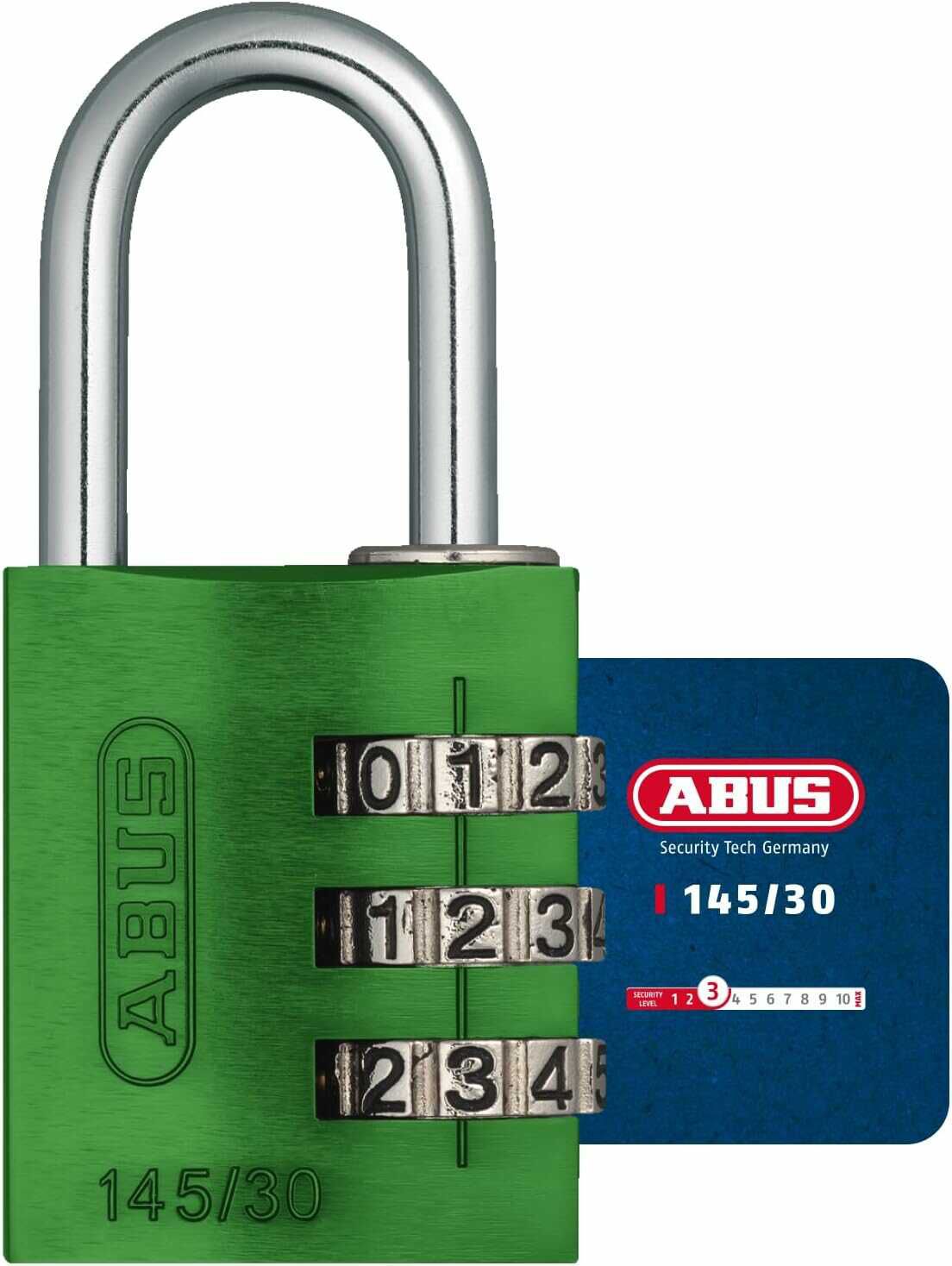 ABUS Zahlenschloss 145/30 Grün   Kofferschloss, Spindschloss für 5,66€ PVG 13,89€