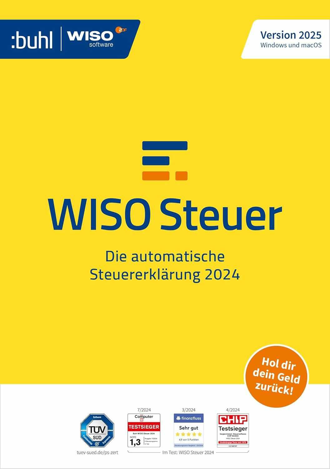 WISO Steuer 2025 (für Steuerjahr 2024) Für Windows, Mac, Smartphones und Tablets für 23,99€ PVG 25,58€