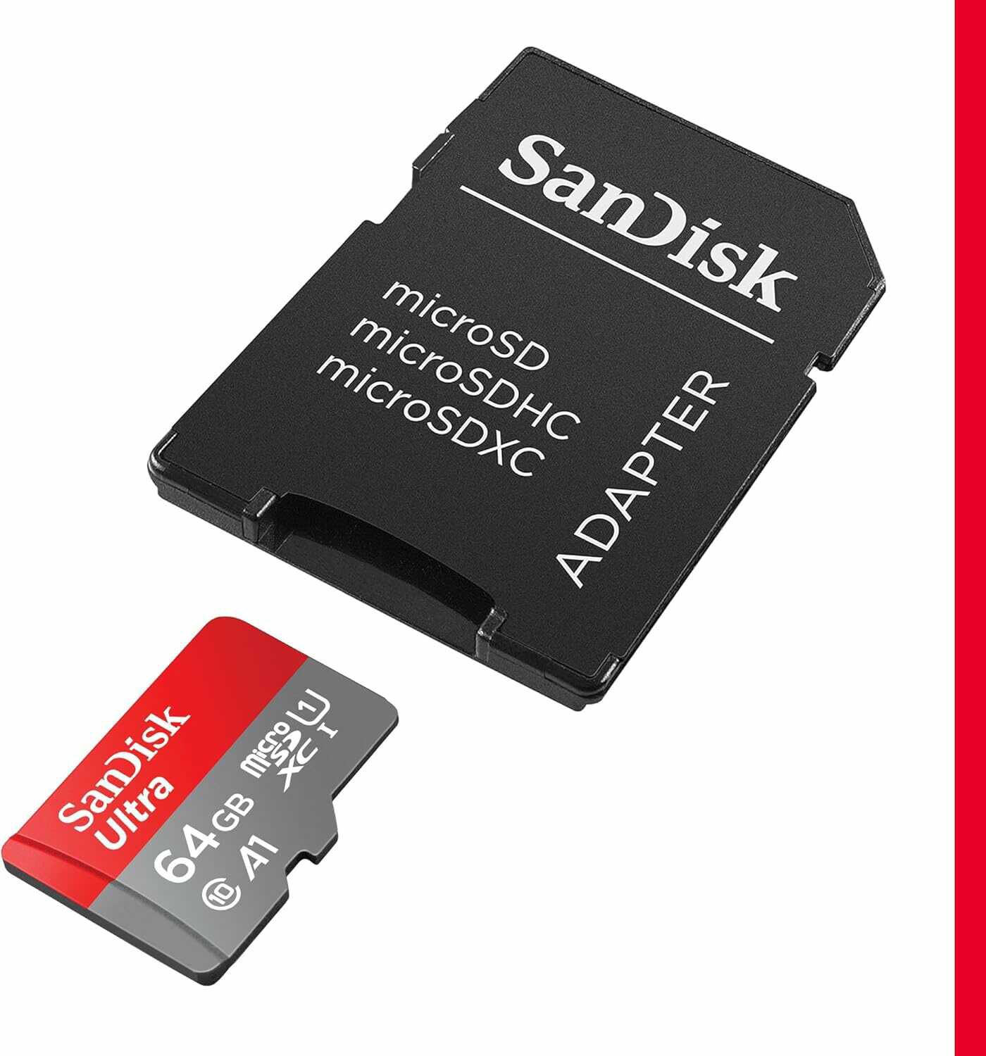 2 Stück SanDisk Ultra Android microSDXC UHS I Speicherkarte 64 GB + Adapter 13,28€ statt  15,98€