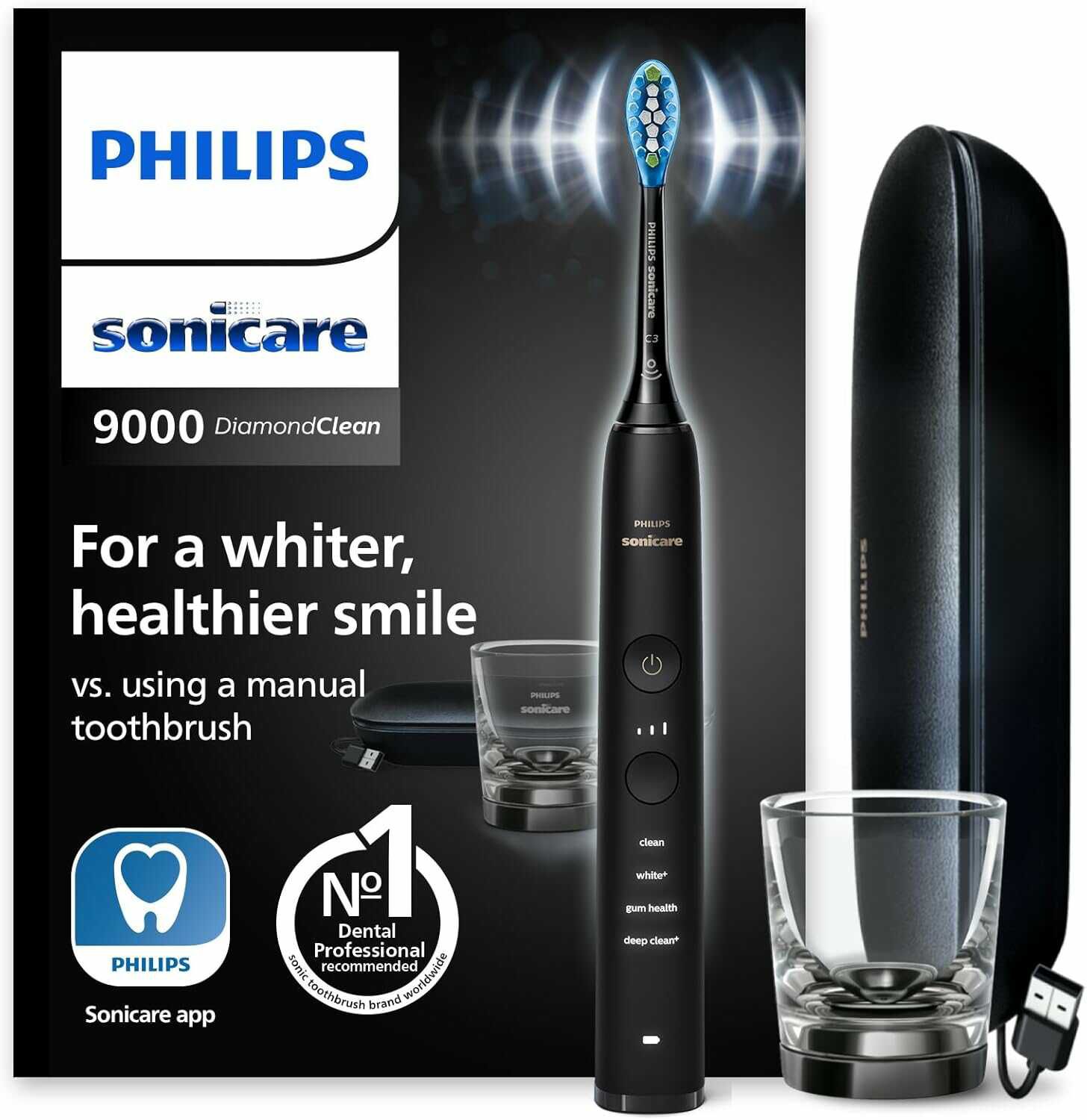 Philips Sonicare DiamondClean 9000 Elektrische Schallzahnbürste mit App für 123,29€ PVG 152,99€