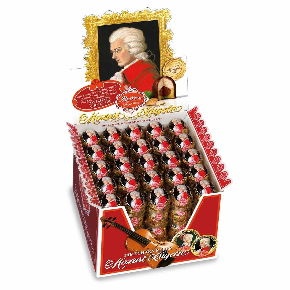 Reber Mozart Kugeln, 100er Aufstellkarton, 2kg für 36,48€ statt 54,83€