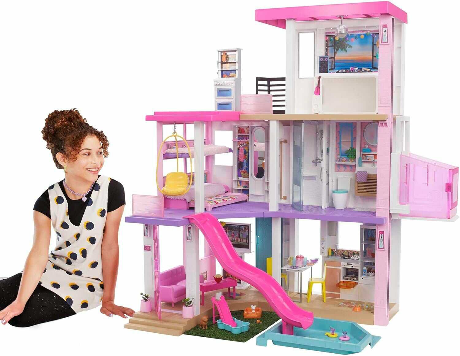 Barbie Dream House (114 cm), 3 stöckiges Puppenhaus mit Barbie Pool für 149,99€ PVG 199,99€ 