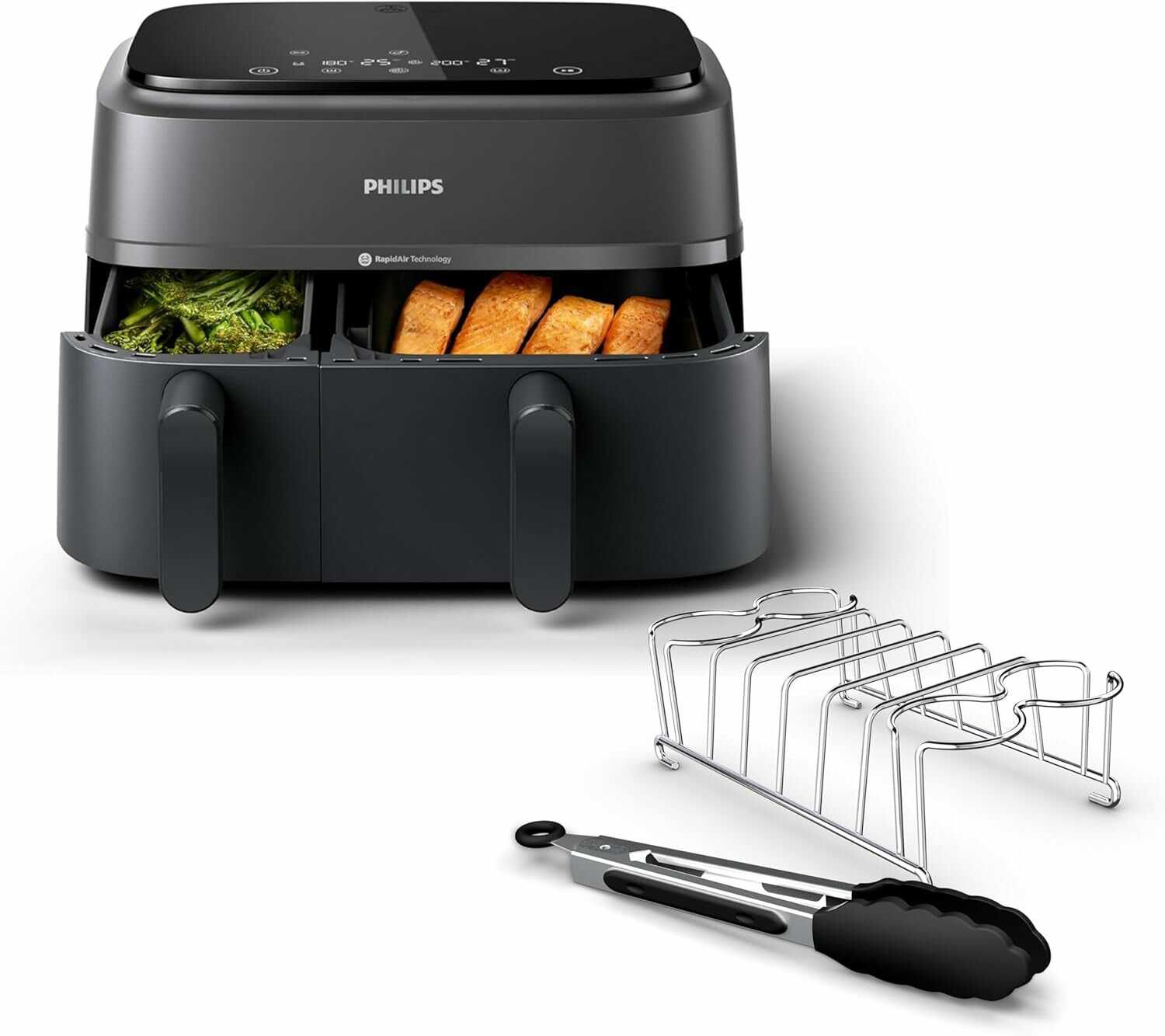 Philips Dual Basket Airfryer 3000 Serie mit Frühstücksset, 9L, 2 Schubladen für 143,33€ PVG 154,99€