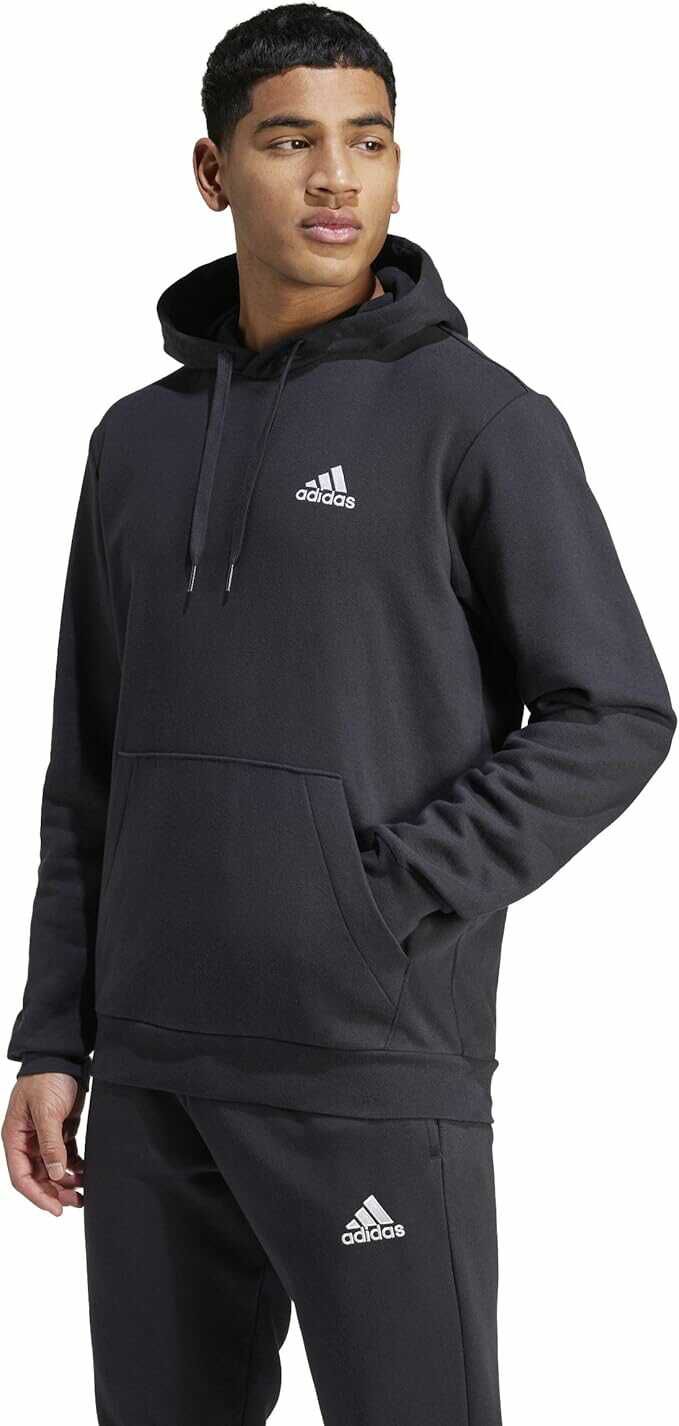 Adidas Herren Essentials Fleece Hoodie, Black / White, L 22€ statt  31,99€