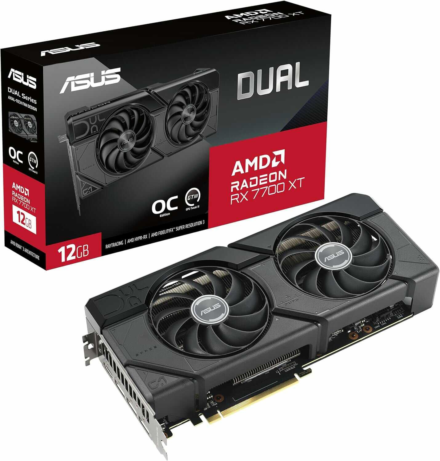 ASUS Dual Radeon RX 7700 XT OC Edition 12GB GDDR6 Gaming Grafikkarte   Für 374,00€ PVG 430,17€