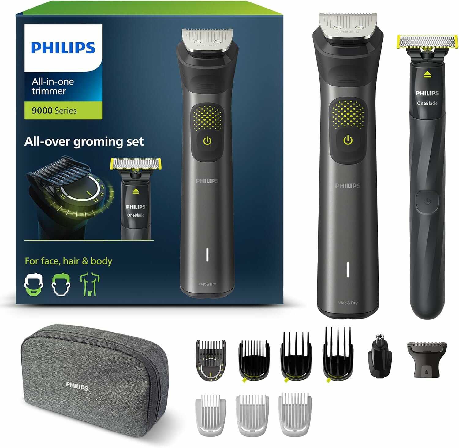 Philips Multigroom Series 9000, 13 in One Barttrimmer und Haarschneider inkl. OneBlade 69,99€ statt  84,90€