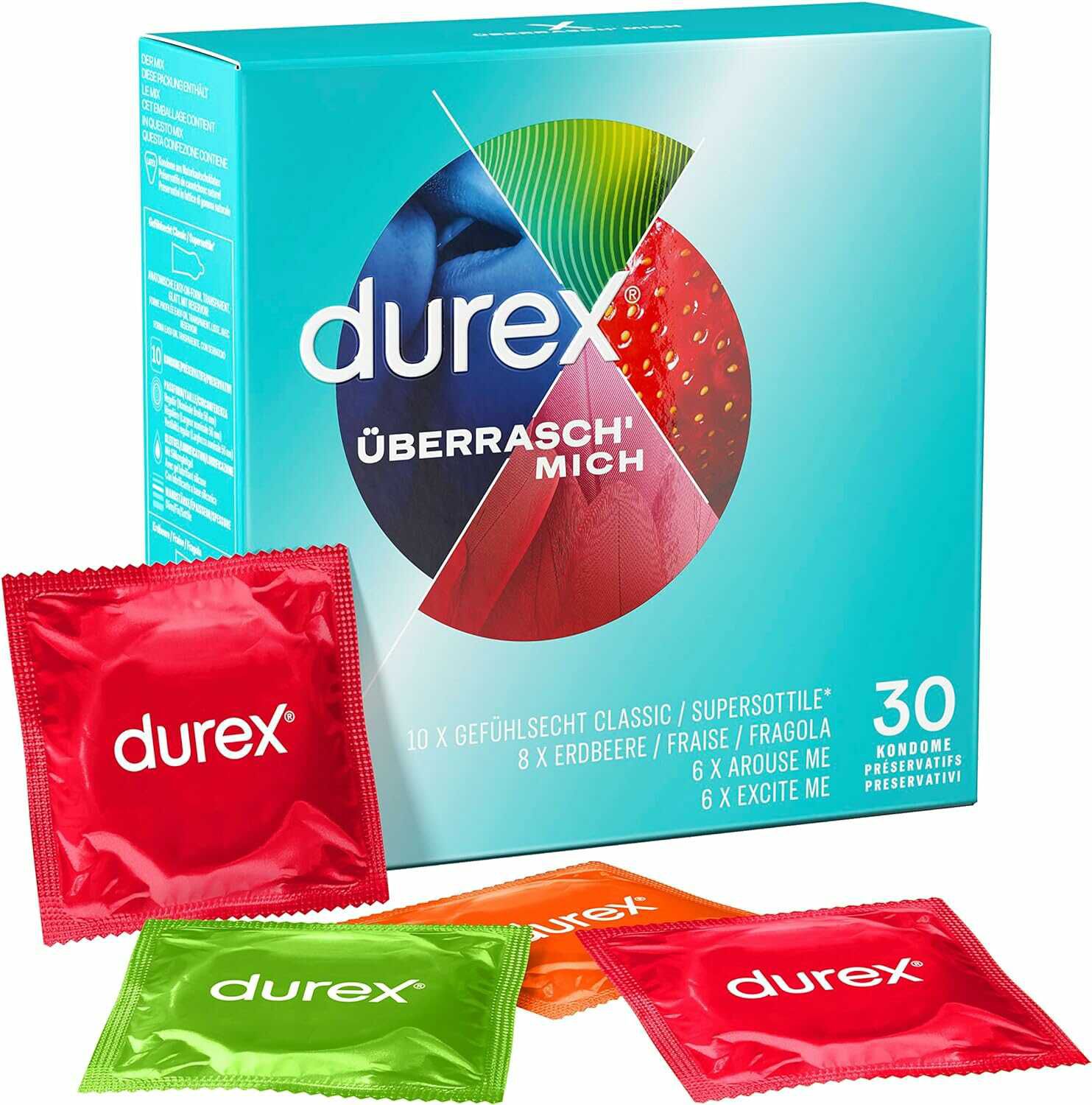 Durex Überrasch Mich Kondome Mix – Mischung mit 4 verschiedenen Kondom Sorten 9,55€ statt  14,15€