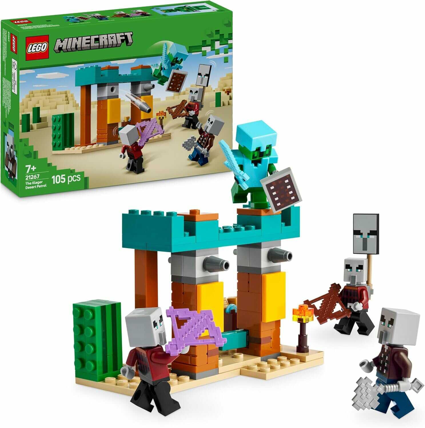 LEGO Minecraft Die Illager Wüstenpatrouille, Set zum Videospiel für Kinder für 9,99€ PVG 14,07€ 