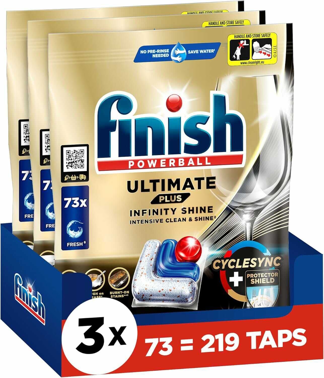 3x73 Finish Ultimate Plus Infinity Shine Spülmaschinentabs  38,99€ statt  45,99€