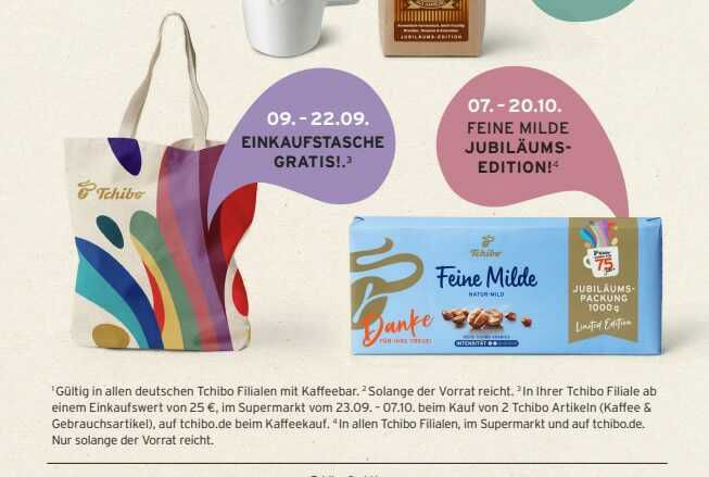 Tchibo Einkaufstasche Gratis für 25€ einkauft bekommt diese tolle Einkaufstasche gratis dazu.