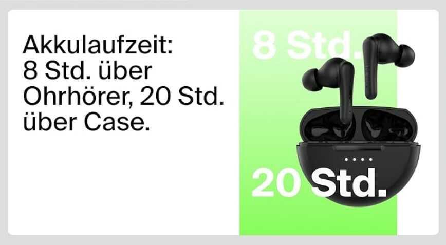 Belkin SoundForm Rhythm True Wireless In Ear Kopfhörer (8 Std. Kopfhörer + 20 Std. Ladecase) für 13,91€ statt 26,65€