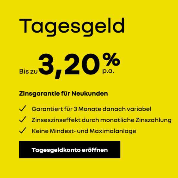 Renault Bank Tagesgeld: bis zu 3,20% p. a. für Neukunden  Festgeld: bis zu 2,60% p.a.